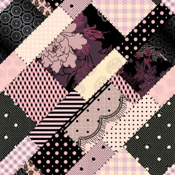 Patchwork textile pattern. Seamless quilting design background. イラスト素材