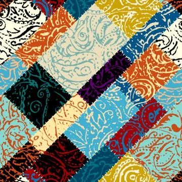 Patchwork textile pattern. Seamless quilting design background. Stock Illustration