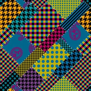 Patchwork textile pattern. Seamless quilting design background. Stockillustratie