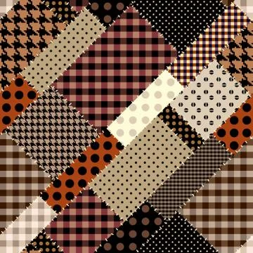 Patchwork textile pattern. Seamless quilting design background. Stockillustratie