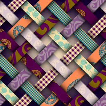 Patchwork textile pattern. Seamless quilting design background. 库存插图