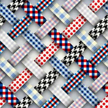 Patchwork textile pattern. Seamless quilting design background. Illustrazione stock