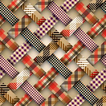Patchwork textile pattern. Seamless quilting design background. Stockillustratie