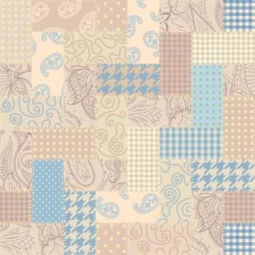 Patchwork textile pattern. Seamless quilting design background. Stock Illustration