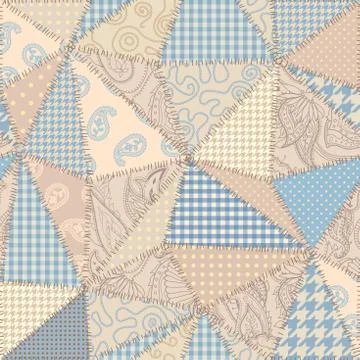 Patchwork textile pattern. Seamless quilting design background. Illustrazione stock