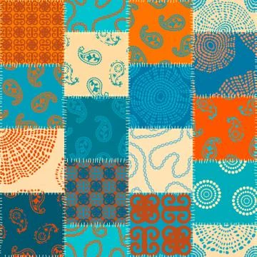 Patchwork textile pattern. Seamless quilting design background. Illustrazione stock