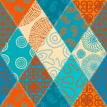 Patchwork textile pattern. Seamless quilting design background. Stock Illustration