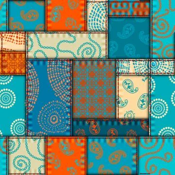 Patchwork textile pattern. Seamless quilting design background. Stock Illustration