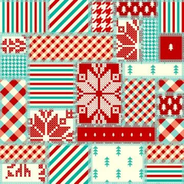 Patchwork textile pattern. Seamless quilting design background. Stockillustratie