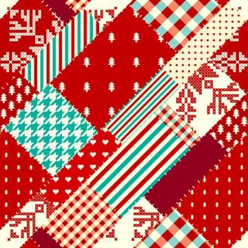 Patchwork textile pattern. Seamless quilting design background. Stock Illustration