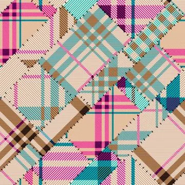 Patchwork textile pattern. Seamless quilting design background. 库存插图