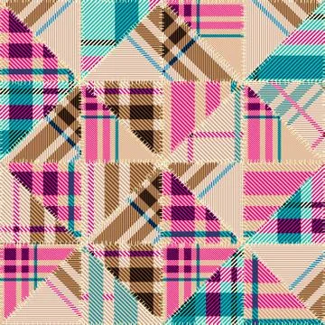 Patchwork textile pattern. Seamless quilting design background. イラスト素材