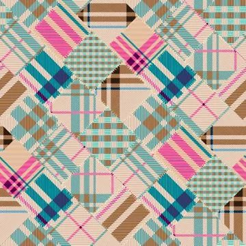 Patchwork textile pattern. Seamless quilting design background. イラスト素材