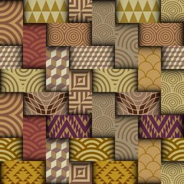Patchwork textile pattern. Seamless quilting design background. Illustrazione stock
