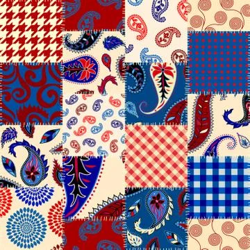 Patchwork textile pattern. Seamless quilting design background. 库存插图
