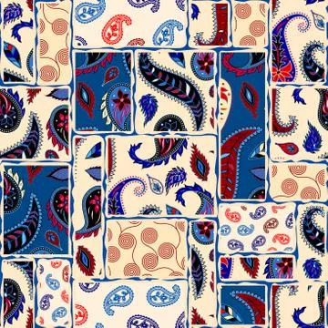 Patchwork textile pattern. Seamless quilting design background. 库存插图