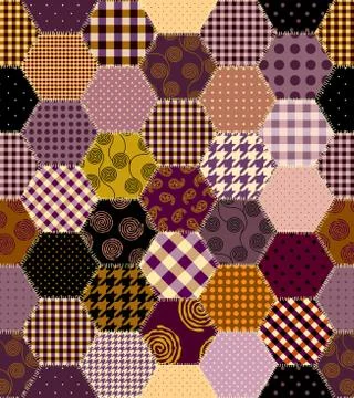 Patchwork textile pattern. Seamless quilting design background. Stock Illustration