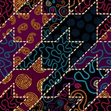 Patchwork textile pattern. Seamless quilting design background. Stock Illustration