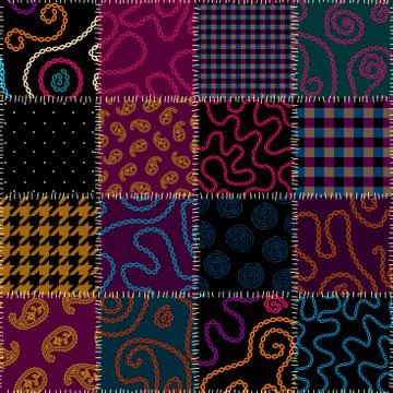 Patchwork textile pattern. Seamless quilting design background. 库存插图