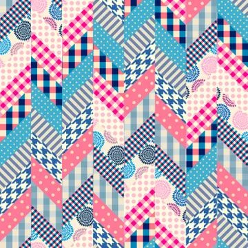 Patchwork textile pattern. Seamless quilting design background. Stock Illustration