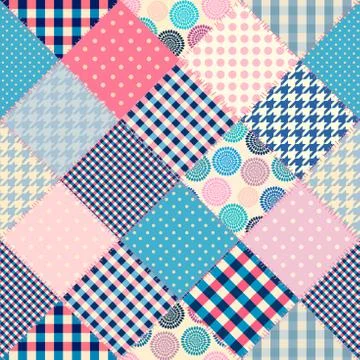 Patchwork textile pattern. Seamless quilting design background. Illustrazione stock
