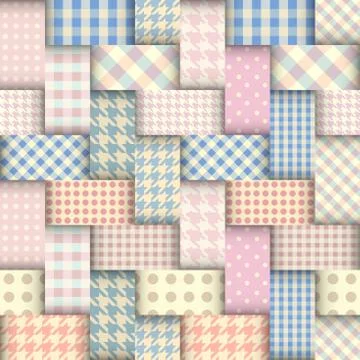Patchwork textile pattern. Seamless quilting design background. 库存插图