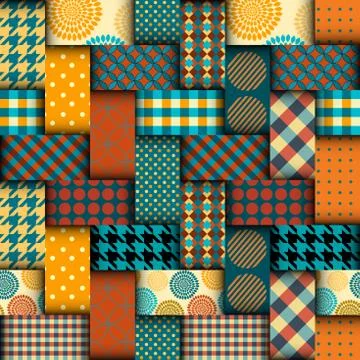 Patchwork textile pattern. Seamless quilting design background. Illustrazione stock