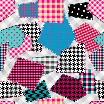 Patchwork textile pattern. Seamless quilting design background. 스톡 일러스트