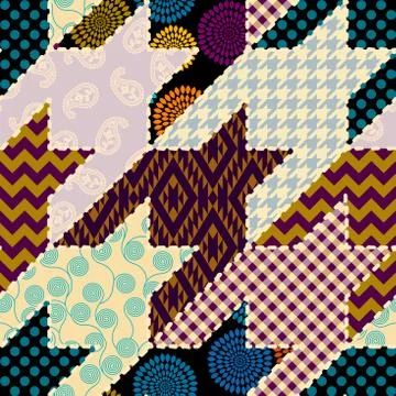 Patchwork textile pattern. Seamless quilting design background. 库存插图