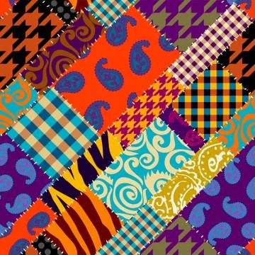 Patchwork textile pattern. Seamless quilting design background. Stockillustratie