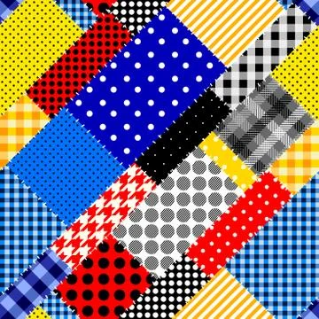 Patchwork textile pattern. Seamless quilting design background. 스톡 일러스트