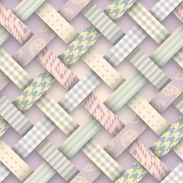 Patchwork textile pattern. Seamless quilting design background. Illustrazione stock