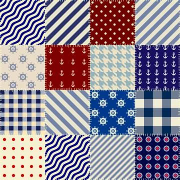 Patchwork textile pattern. Seamless quilting design background. Stock Illustration