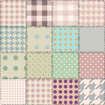 Patchwork textile pattern. Seamless quilting design background. 库存插图