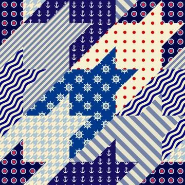 Patchwork textile pattern. Seamless quilting design background. 库存插图