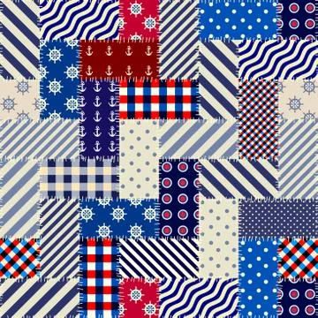 Patchwork textile pattern. Seamless quilting design background. Illustrazione stock