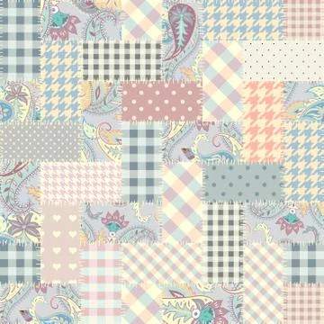 Patchwork textile pattern. Seamless quilting design background. Illustrazione stock