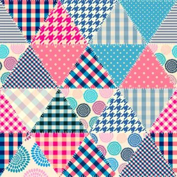 Patchwork textile pattern. Seamless quilting design background. Stock Illustration