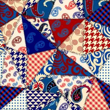 Patchwork textile pattern. Seamless quilting design background. 스톡 일러스트