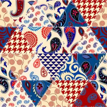 Patchwork textile pattern. Seamless quilting design background. 스톡 일러스트