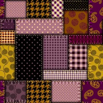 Patchwork textile pattern. Seamless quilting design background. Stockillustratie