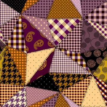 Patchwork textile pattern. Seamless quilting design background. Illustrazione stock