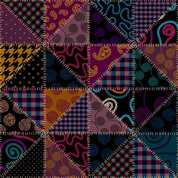 Patchwork textile pattern. Seamless quilting design background. イラスト素材