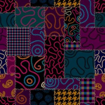 Patchwork textile pattern. Seamless quilting design background. Illustrazione stock