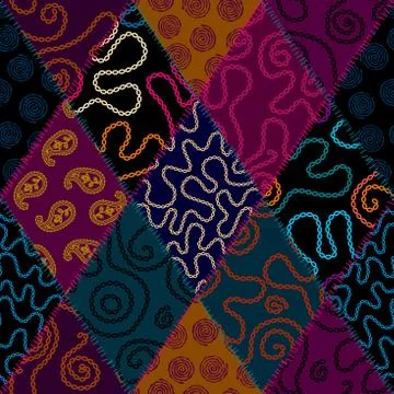 Patchwork textile pattern. Seamless quilting design background. Stockillustratie