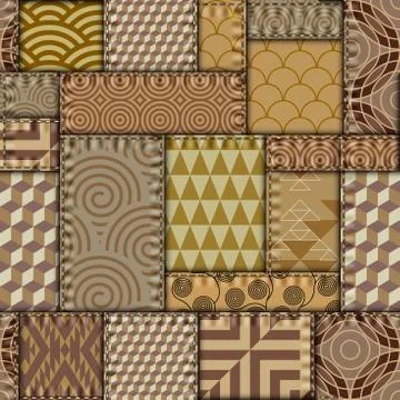 Patchwork textile pattern. Seamless quilting design background. Stock Illustration