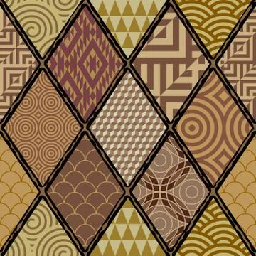 Patchwork textile pattern. Seamless quilting design background. Stockillustratie