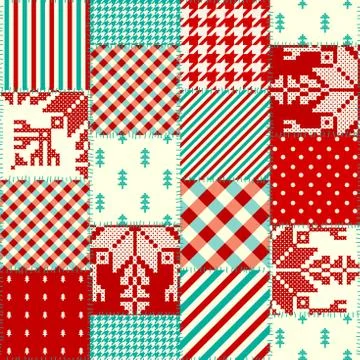 Patchwork textile pattern. Seamless quilting design background. Stock Illustration