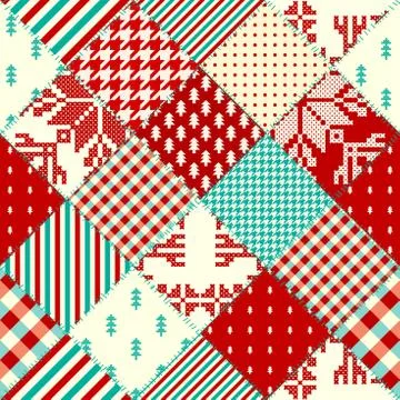 Patchwork textile pattern. Seamless quilting design background. Stock Illustration