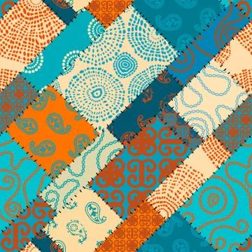 Patchwork textile pattern. Seamless quilting design background. Stock Illustration